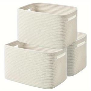 Cestas de Almacenamiento Rectangulares Jianna Modernas, Tejidas en Tela 100% Algodón, Diseño Plegable, Asa Ecológica para Plantas y Gatos - Product Image 1
