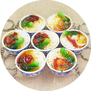 corned manzo grande Suppliers-Simulazione cibo piccola ciotola sopra riso portachiavi regalo promozionale bambini giocano casa giocattolo cucina cibo puntelli