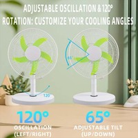 Ventilateur de table multifonctionnel 2 en 1 AC DC Solar Rechargeable avec LED OSCILLANT Vitesse du vent réglable pour la maison et l'extérieur