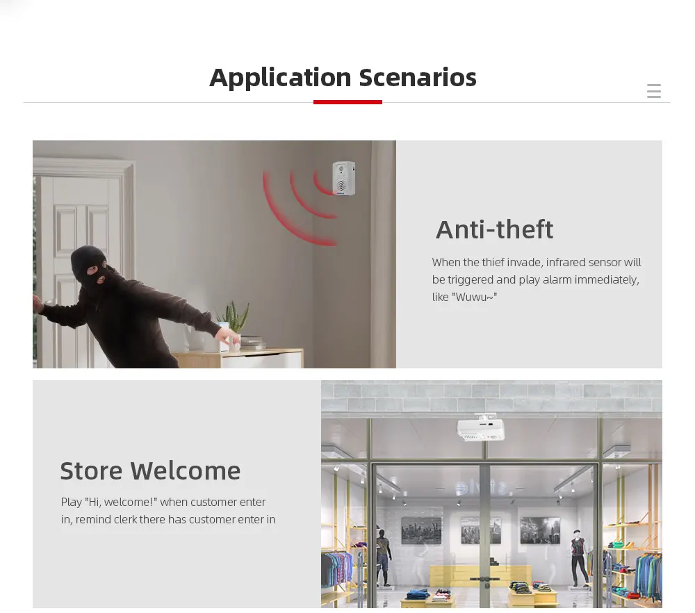 Alarma activada por movimiento infrarrojo PIR, reproductor de Audio de voz grabable, timbre de bienvenida de entrada para tienda
