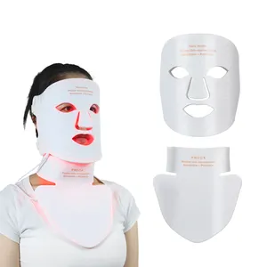 Masker Perawatan Kecantikan Wajah terapi cahaya merah, masker wajah dan leher Led dapat ditekuk silikon fleksibel perangkat kecantikan kulit lampu merah