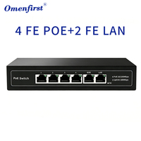 Switch PoE de 4 Puertos con 2 Uplinks, Switch de Red Fast Ethernet IEEE 802.3af/at 65W para Cámaras IP de Seguridad CCTV
