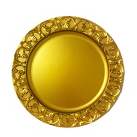 Transparante plastic diepe fruit schaal met gouden glitter, licht luxe retro design, Europese paleisstijl voor bruiloften en hotels.