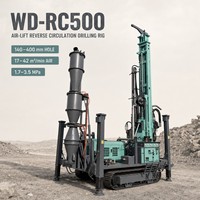 WD-RC500 Foreuse à circulation inversée sur chenilles pour forage de 150 mm et profondeur de 500 m, pour l'exploration minière