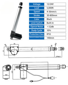 Fio Controle 12V 24V 50mm Atuador <span class=keywords><strong>Linear</strong></span> para Relaxar Cadeiras 150-550N com Proteção Impermeável e Escova Comutação - Product Image 3