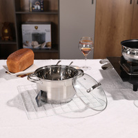 Nouveauté : Ensemble de casseroles et poêles multifonctions en acier inoxydable à fond épaissi, faciles à nettoyer, avec poignée et couvercle en verre transparent