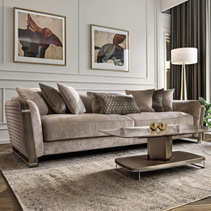 Italian Luxury High Quality Living Room <strong>Sofas</strong> Modern Gold <strong>Stainless</strong> <strong>Steel</strong> Metal Counterweight Square Rectangular Velour - Product Image 6