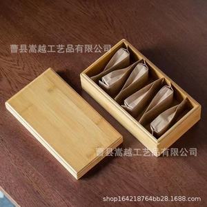 Caja rectangular hecha a mano con tapa de bambú para regalo, embalaje artesanal para té y almacenamiento de joyas. - Product Image 3