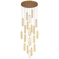 Lustre suspendu personnalisable pour escalier, hall d'hôtel, salon, lampe suspendue en acier inoxydable, longs lustres en cristal LED