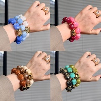 Pulseras Elásticas de Acrílico con Cuentas Gruesas Efecto Marmolado para Mujer, Lujosas y Coloridas, de Resina Geométrica, Venta al por Mayor