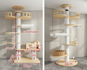 Árbol para Gatos Grande de Piso a Techo Ajustable, Rascador de Sisal de Madera, Mueble Duradero para Gatos, Árbol para Gatos de Interior para Escalar - Product Image 3