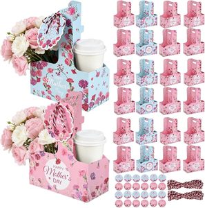 Lot de 12 porte-gobelets pour la Fête des Mères, cadeau pour <span class=keywords><strong>maman</strong></span>, porte-gobelets double, porte-gobelets jetables avec poignée et étiquette - Product Image 1