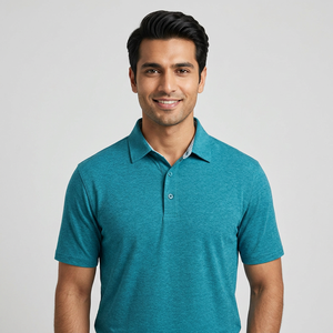 Camiseta de Golf de Manga Corta con Cuello en V, Estampado Digital, 100% Algodón, Antiarrugas, Color Verde Salvia, Informal, para Hombre, del Fabricante OEM - Product Image 1