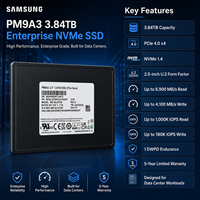 Untuk Samsung PM9A3 MZQL23T8HCLS-00A07 3.84TB Enterprise U.2 NVMe SSD 2.5" PCIe Gen4 X4 V-NAND TLC 6800MB/s