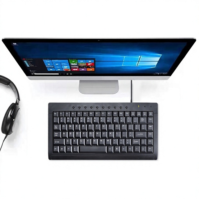 Multimedia USB Wired Mini Keyboard 78 Keys Laptop Desktop Computer Home Office