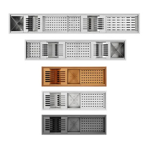 Estación de Secado Integrada en la Encimera, Escurridor de Platos <span class=keywords><strong>Empotrado</strong></span> de Acero Inoxidable con Organizador de Utensilios para Uso en Restaurantes - Product Image 5