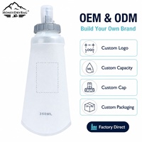 Gourde souple pliable ultra-transparente anti-fuite en TPU flexible, avec valve à compression rapide, personnalisable OEM, pour alpinisme