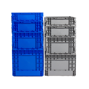 Màu xanh 600*400*230 gấp nhựa hộp lưu trữ đóng mở <span class=keywords><strong>PP</strong></span> <span class=keywords><strong>container</strong></span> tiết kiệm không gian Stackable thùng để phân phối - Product Image 6