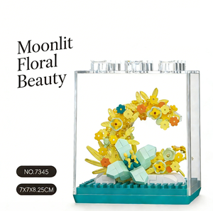 Set de Bloques de Construcción Flor Iluminada por la Luna |   Caja de Acrílico Transparente |   Decoración y Regalos para el Hogar con Temática de Flores Interestelares - Product Image 1