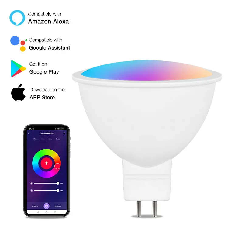 GU5.3 LED Smart Bulb Compatible with Alexa Google Assistant Dimmable, 2.4G WiFi ONLY, RGB Color Changing