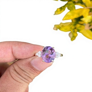 Oval Amethyst Sterling Silver <b>Ring</b> Natural Gemstone Engagement <b>Ring</b> Fine Jewelry - Product Image 1