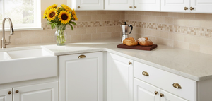 แผ่นหินควอตซ์เวียดนามสีเบจขนาดใหญ่ ดีไซน์โมเดิร์นแบบ 3 มิติ สำหรับโรงแรม ห้องครัว ห้องน้ำ โรงพยาบาล ท็อปโต๊ะเครื่องแป้ง - Product Image 6