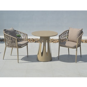 Backyard Furniture Patio Set <b>Outside</b> Aluminum Dining Tables and Rope Chairs - Product Image 1