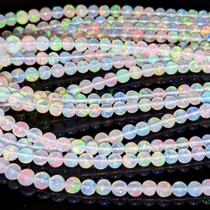 Perles d'opale de Welo d'Éthiopie naturelles de qualité AAA, 4,5-6,5 mm, perles d'opale d'Éthiopie en cristal, vente en gros pour la fabrication de bijoux - Product Image 1