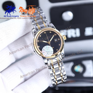 Montre à quartz de luxe Longnes pour homme, bracelet en acier doré, bracelet en cuir argenté, design simple résistant à l'eau, tendance - Product Image 2