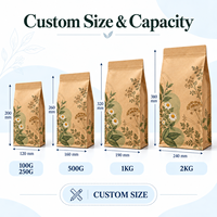 Sachet personnalisé en papier kraft sans fenêtre pour tisanes, scellé sur huit côtés, pour la vente au détail et en gros