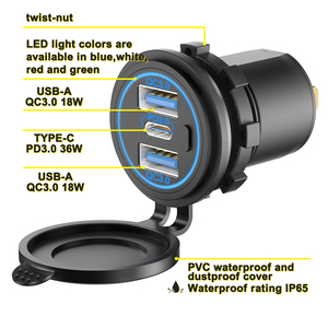 Presa di Ricarica con Luce LED Integrata, 3 Porte Type C PD3.0 e 2 USB QC3.0 Quick Charger 3.0 per Bus, Barche, Camper e Golf Cart - Product Image 4