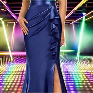 Women's Sexy Natural Bow Sweetheart Neckline A-Line Floor-Length Chiffon Candy Color Sequined Quick Dry <b>Dress</b> - Product Image 2