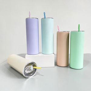 USA Warehouse 20oz 600ml Matte Macarone Colored Blank Sublimation Skinny Straight <b>Tumbler</b> <b>with</b> Lids and Colorful <b>Straws</b> - Product Image 2