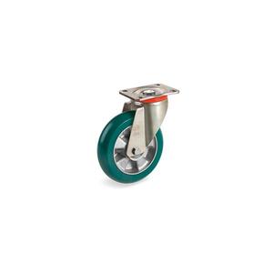 TELLURE ROTA - 629003 TR Roll' roues en polyuréthane avec profil rond ergonomique, centre en aluminium, support moyen-lourd pivotant - Product Image 1