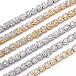 Nuoya 10Mm Chuỗi Iced out Baguette Kim Cương Bạc Mạ Hip Hop Cụm Tennis Chuỗi Vòng Đeo Tay Cho Phụ Nữ Sang Trọng Đồ Trang Sức Thời Trang - Product Image 5