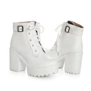 2025 longue ligne grande taille <span class=keywords><strong>bottines</strong></span> gâteau talon épais bottes à lacets pour femmes - Product Image 2