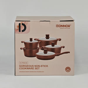 Donnor Lot de 10 poêles à <span class=keywords><strong>soupe</strong></span> antiadhésives modernes <span class=keywords><strong>en</strong></span> aluminium moulé sous pression, marbre pierre à riz médicale granit métal durable - Product Image 4