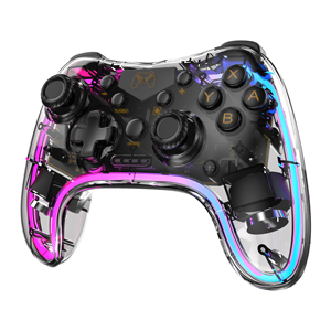 จอยสติ๊กเกมแบบใสสวิตช์ไร้สายพร้อมไฟ RGB สำหรับ Android <span class=keywords><strong>iOS</strong></span> PC ตัวควบคุมการเล่นเกม - Product Image 2