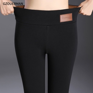 Winter <strong>Women</strong> Outwear <strong>Fleece</strong> Elastic Leggings Pants <strong>Trousers</strong> Solid Color Thick Winter Warm Female Jogger Long Pants - Product Image 4