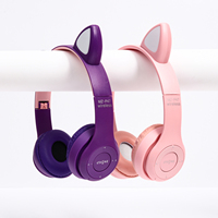 Grosir Headset kucing P47M nirkabel dengan pencahayaan RGB P47 pengalaman memukau daya rendah indikator baterai LED desain tahan air