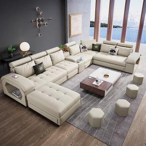 Juego de sofá de tela de gran tamaño de estilo nórdico para sala de estar hecho de algodón y lino Diseño de esquina moderno personalizable - Product Image 3