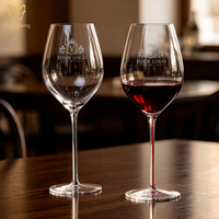 Ensemble de verres à vin rouge de 22 oz avec tige colorée, verres à Bordeaux en cristal soufflé à la main avec cœur coloré et longue tige