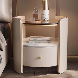 Table de <span class=keywords><strong>Chevet</strong></span> <span class=keywords><strong>Scandinave</strong></span> Moderne Simple de Luxe, Meuble de Rangement en Bois Massif et Panneau Rocher pour Chambre à Coucher - Product Image 1