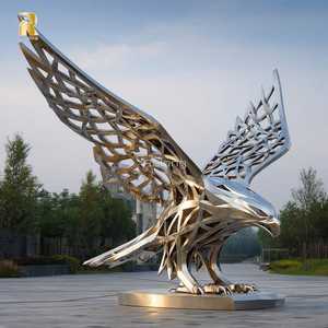 Design moderno tamanho grande aço inoxidável águia escultura estátua para venda - Product Image 6