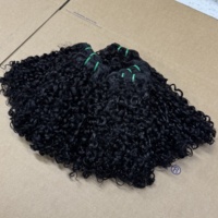 Rambut Ekstensi WXJLONGHAIR Pixie Curl Double Drawn, Bundel Rambut Asli Brasil 10-22 Inch, Model Pissy Curls