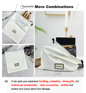 Çanta için toptan özel Logo yüksek kaliteli ipek saten toz torbaları saten büzgülü çanta Oem hediye çantası - Product Image 6