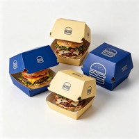 Boîte à hamburger en papier kraft personnalisée avec couvercle, emballage alimentaire portable à emporter pour sandwich, hot-dog, gâteau roulé, beignets, pâtisserie