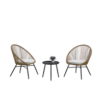 Ensemble table basse et chaises de jardin 3pcs Mobilier en rotin PE résistant aux UV adapté au patio extérieur