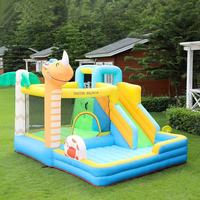 Château gonflable commercial d'extérieur en forme de dinosaure avec toboggan, maison de saut pour enfants pour fêtes et jeux