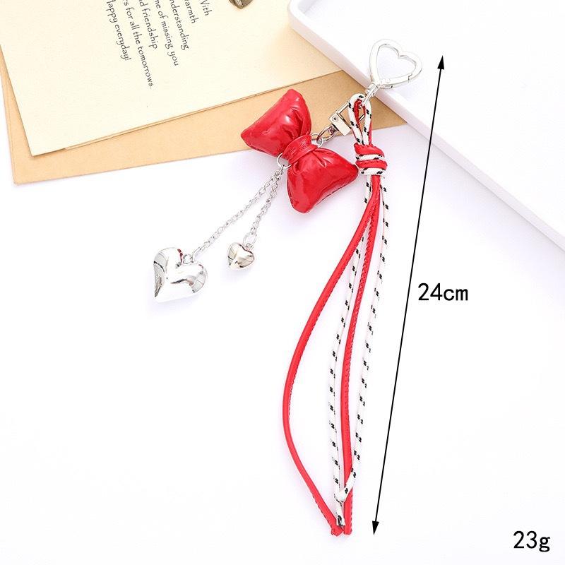 Leather Cord + Woven Pendant Big Red Bow